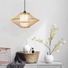 Vintiquewise Modern Woven Bamboo Pendant Lighting Hanging Light Fixture for Entryway and Living Room QI004235